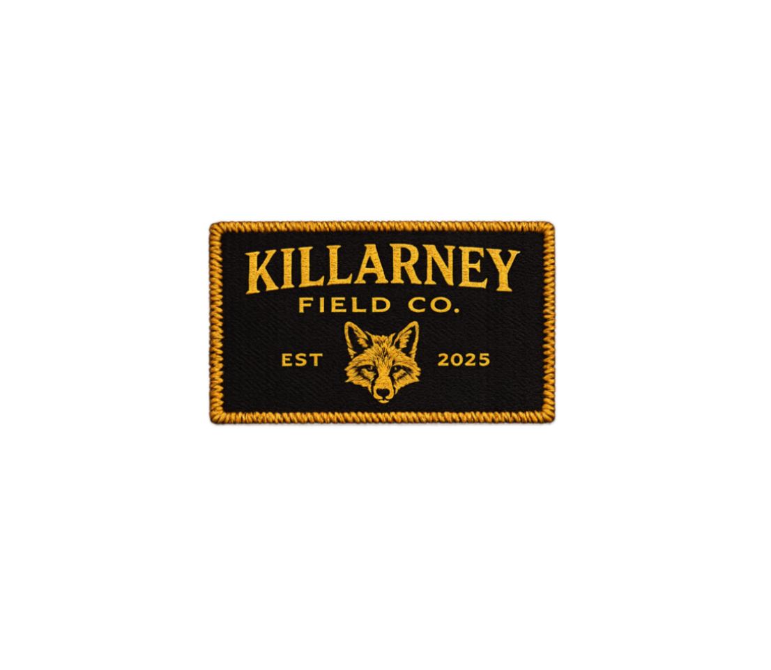 Patch with 'Killarney Field Co.' text and a fox logo on a white background